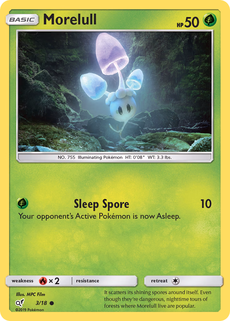 Morelull Pokemon card (3/18, Detective Pikachu)