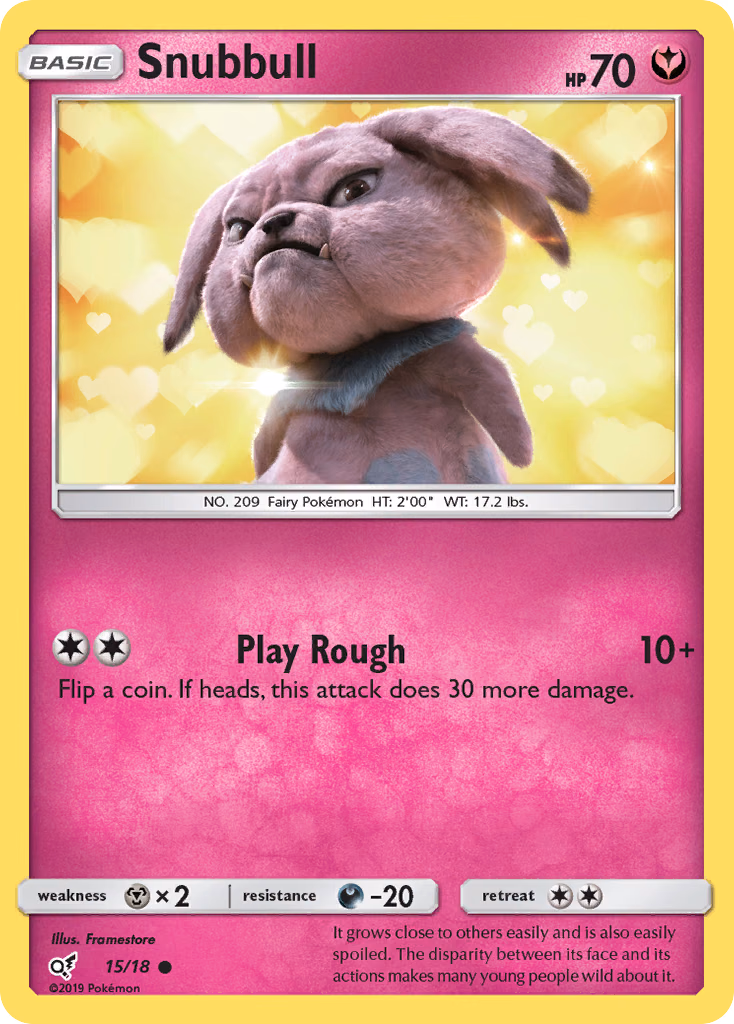 Snubbull Pokemon card (15/18, Detective Pikachu)