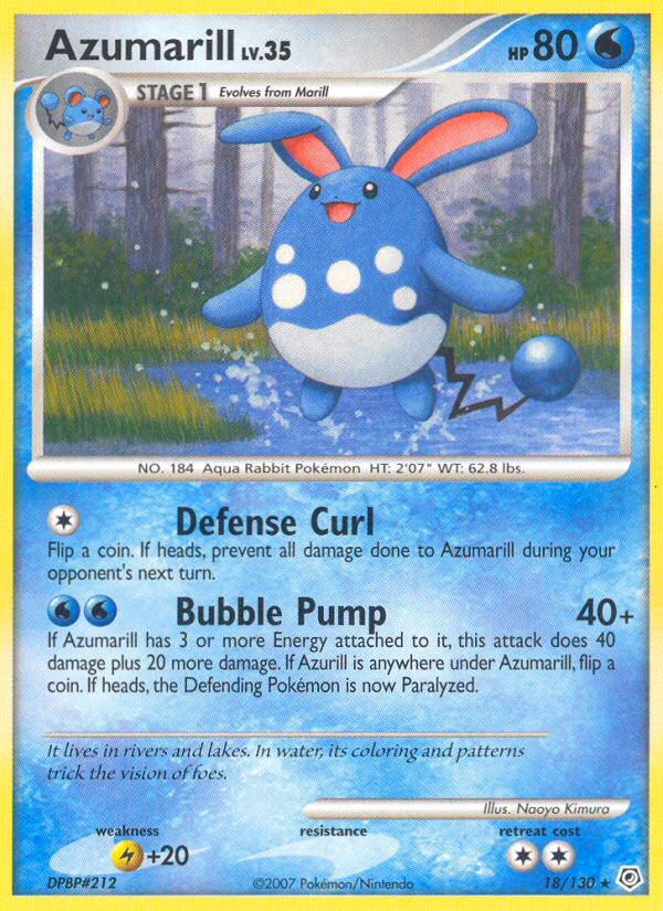 Azumarill Pokemon card (18/130, Diamond & Pearl)