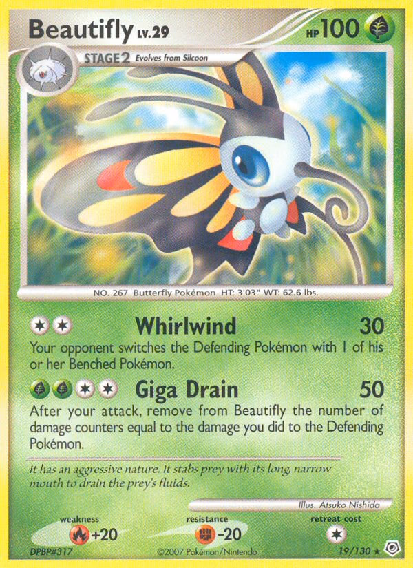 Beautifly Pokemon card (19/130, Diamond & Pearl)
