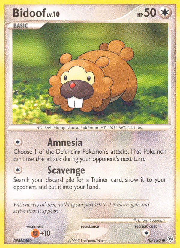 Bidoof Pokemon card (70/130, Diamond & Pearl)
