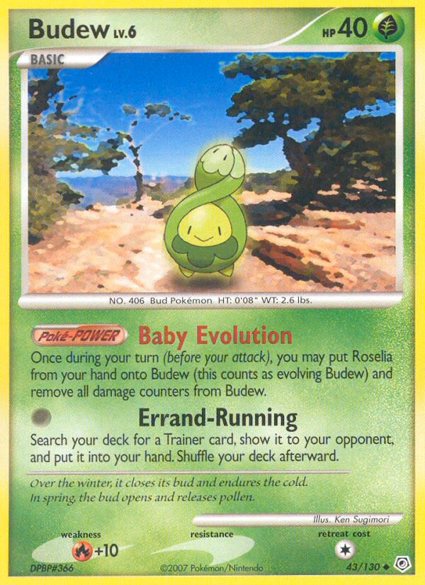 Budew Pokemon card (43/130, Diamond & Pearl)