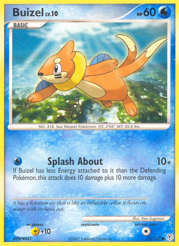 Buizel Pokemon card (72/130, Diamond & Pearl)