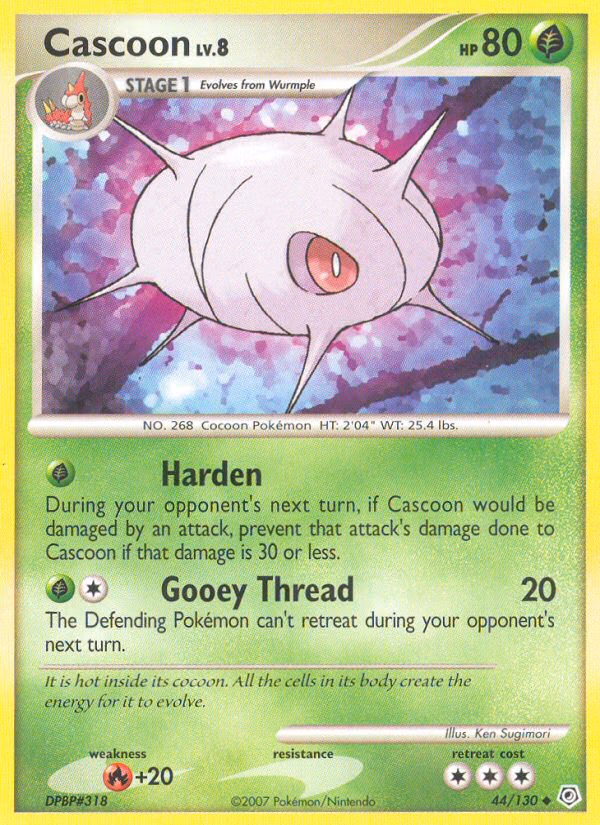 Cascoon Pokemon card (44/130, Diamond & Pearl)