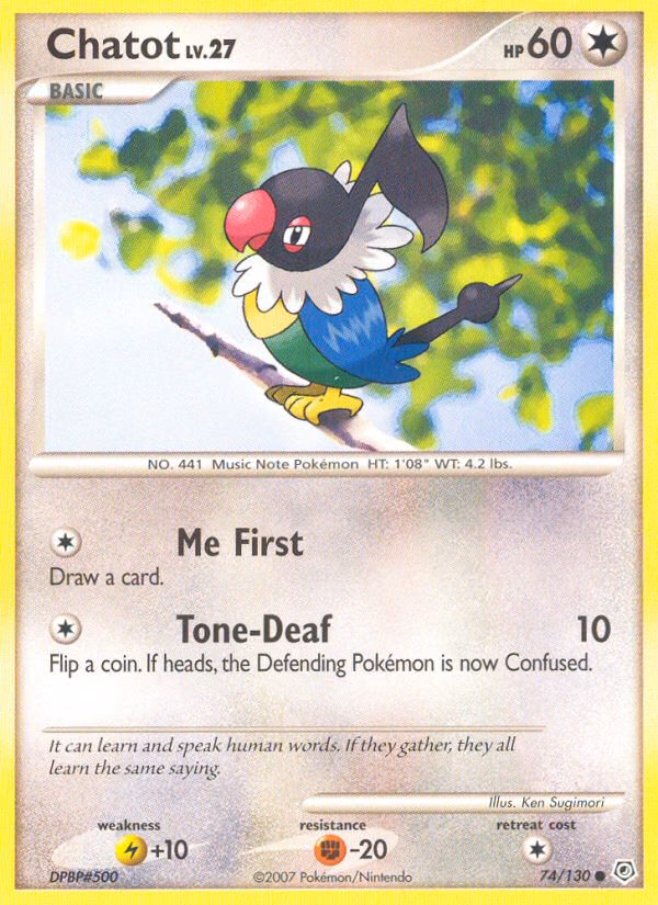 Chatot Pokemon card (74/130, Diamond & Pearl)