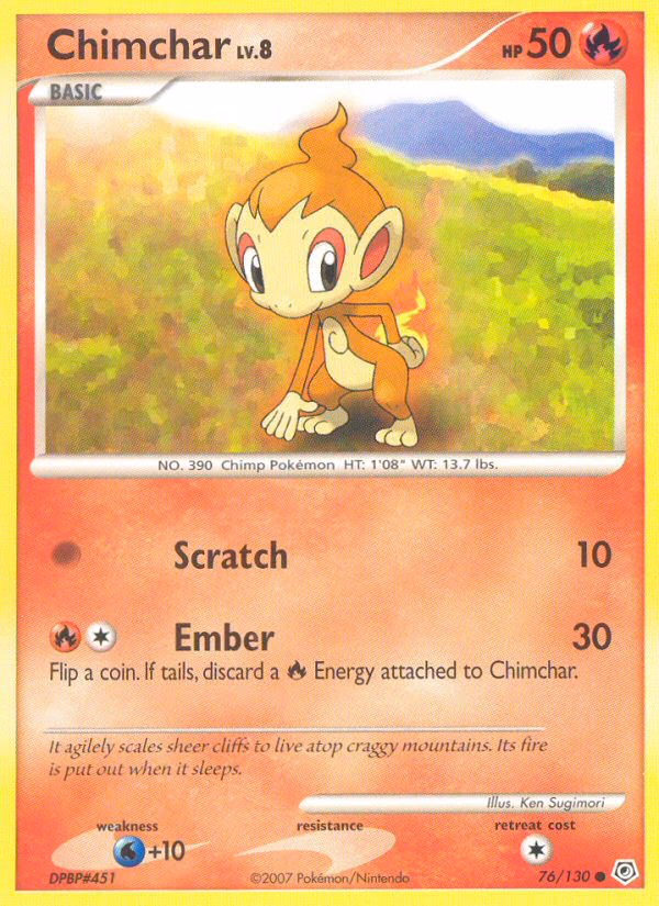 Chimchar Pokemon card (76/130, Diamond & Pearl)