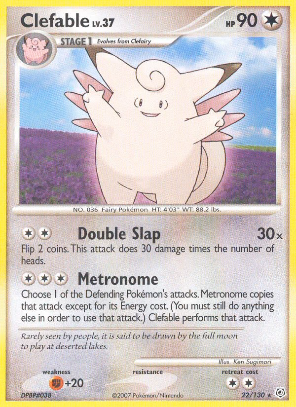 Clefable Pokemon card (22/130, Diamond & Pearl)