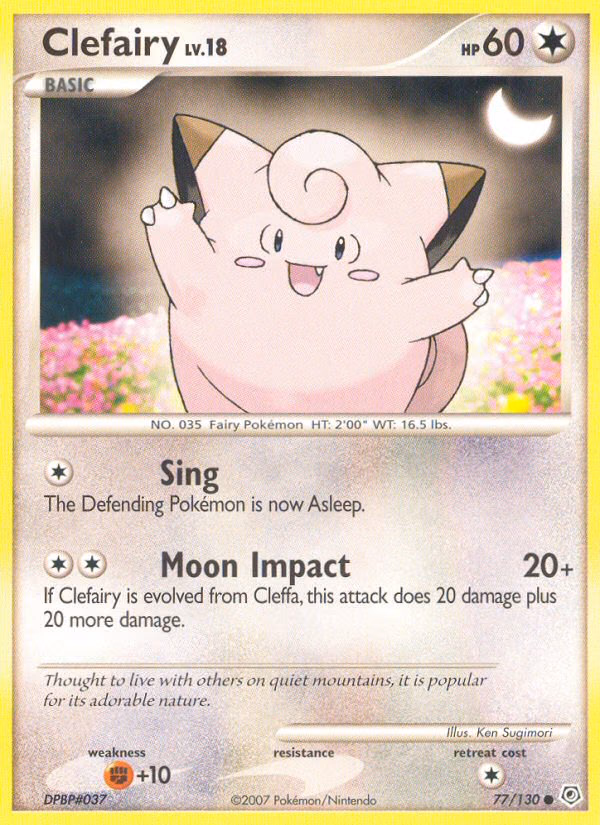 Clefairy Pokemon card (77/130, Diamond & Pearl)