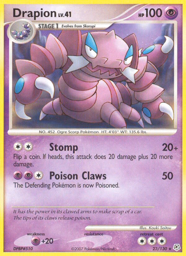 Drapion Pokemon card (23/130, Diamond & Pearl)