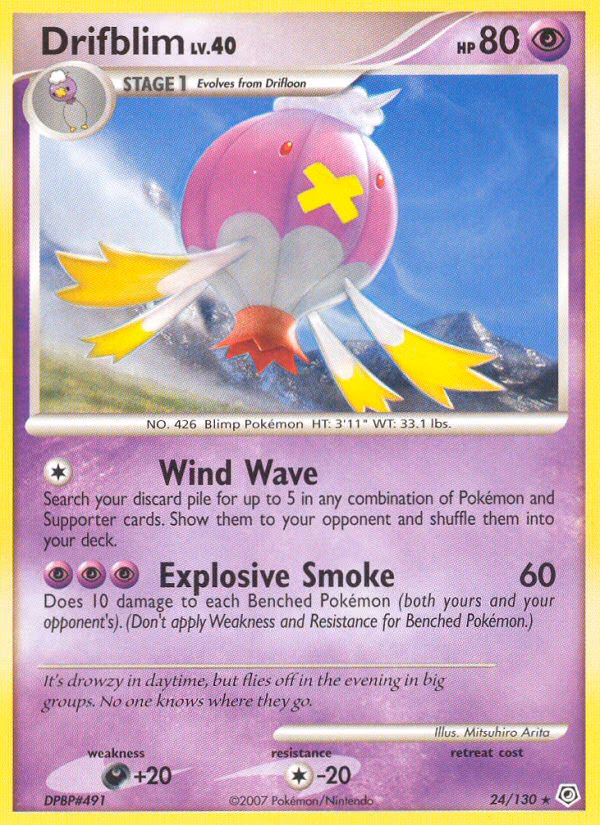 Drifblim Pokemon card (24/130, Diamond & Pearl)