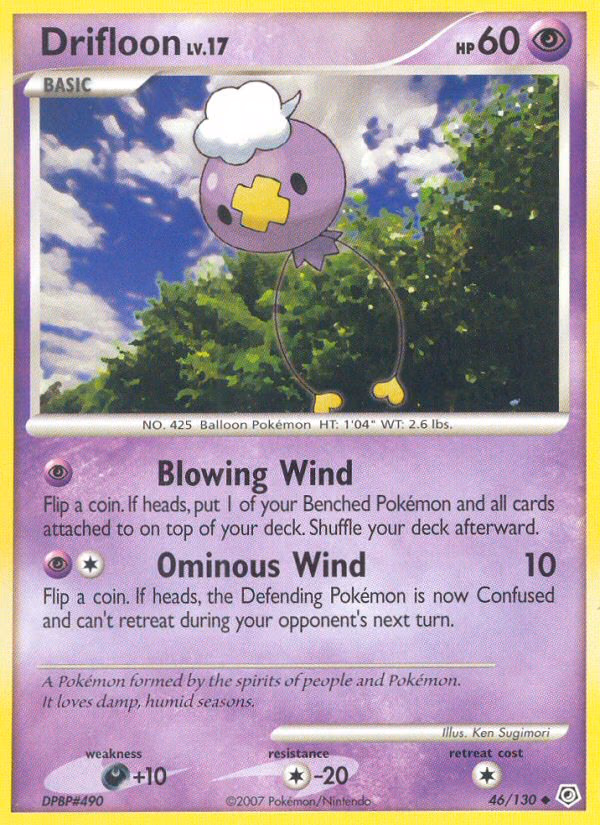 Drifloon Pokemon card (46/130, Diamond & Pearl)