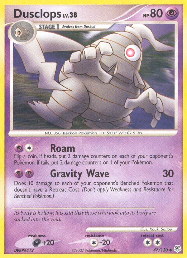 Dusclops Pokemon card (47/130, Diamond & Pearl)