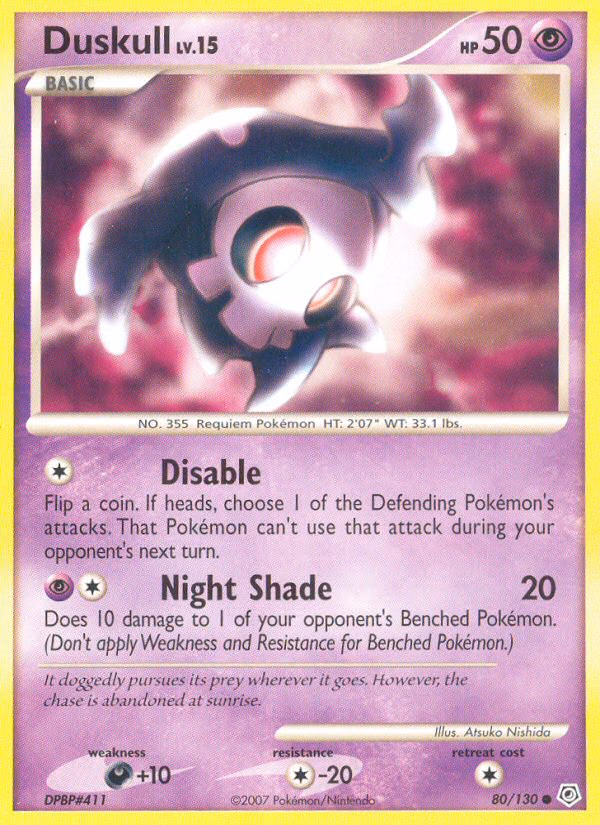 Duskull Pokemon card (80/130, Diamond & Pearl)