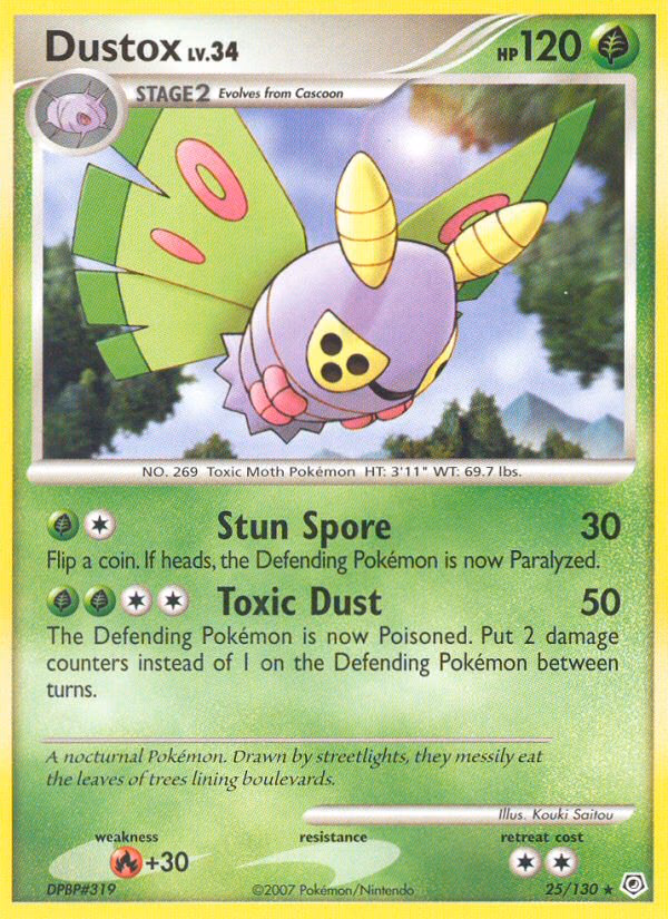 Dustox Pokemon card (25/130, Diamond & Pearl)