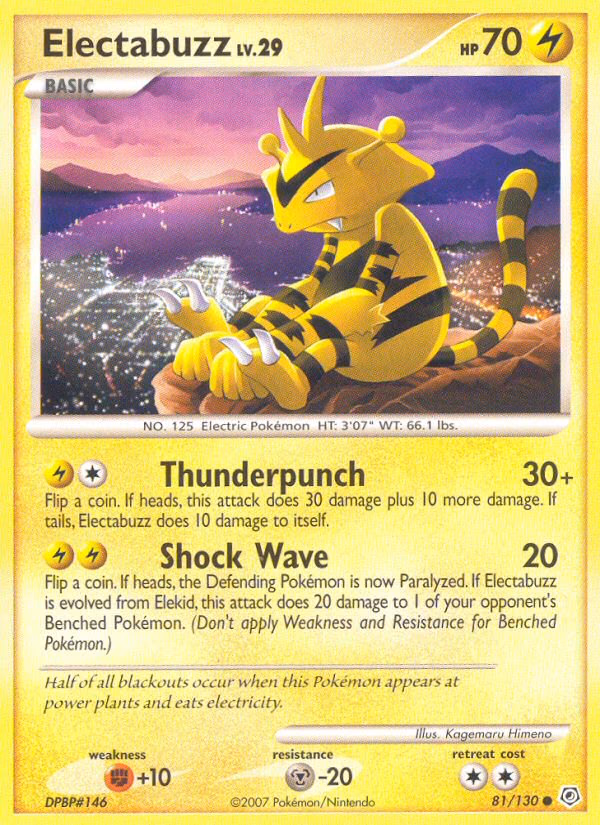 Electabuzz Pokemon card (81/130, Diamond & Pearl)