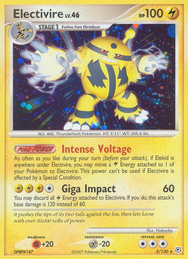 Electivire Pokemon card (3/130, Diamond & Pearl)