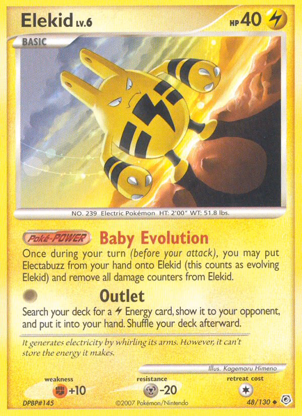 Elekid Pokemon card (48/130, Diamond & Pearl)