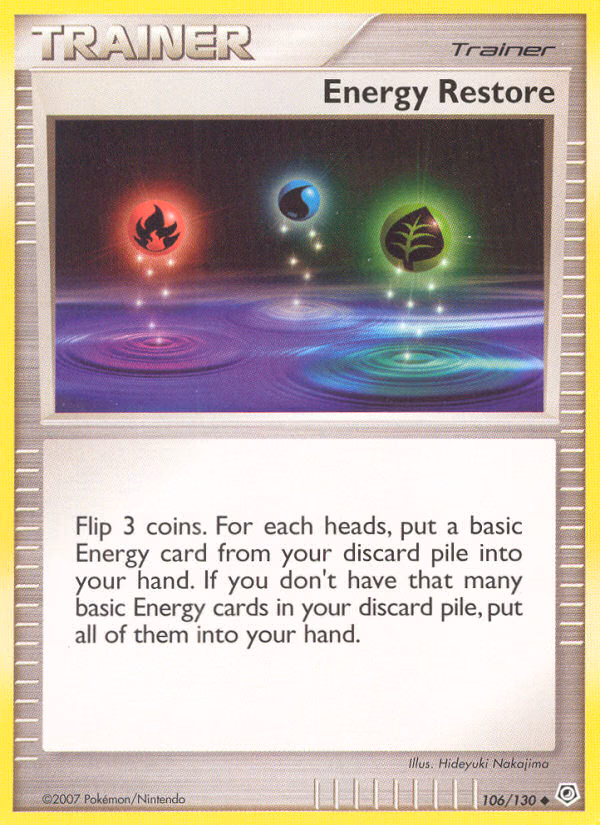 Energy Restore Pokemon card (106/130, Diamond & Pearl)