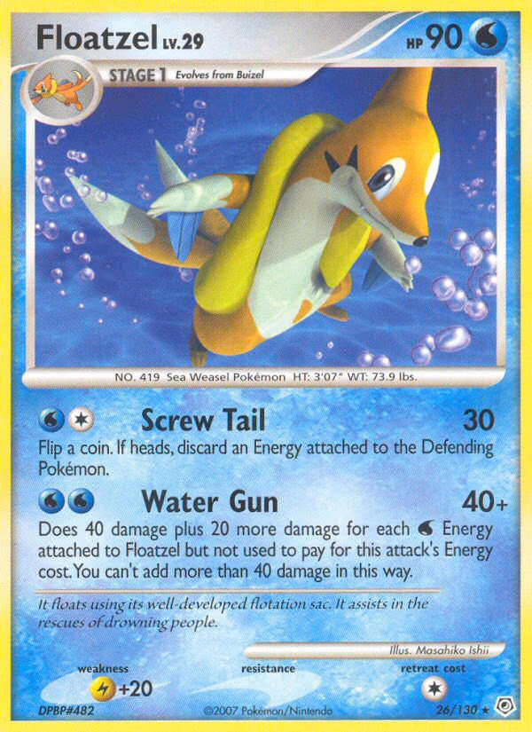 Floatzel Pokemon card (26/130, Diamond & Pearl)