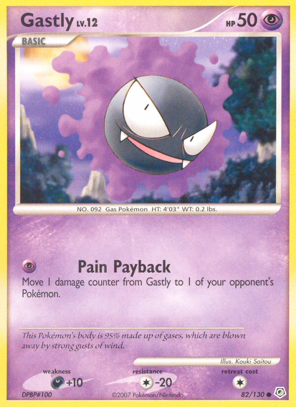 Gastly Pokemon card (82/130, Diamond & Pearl)