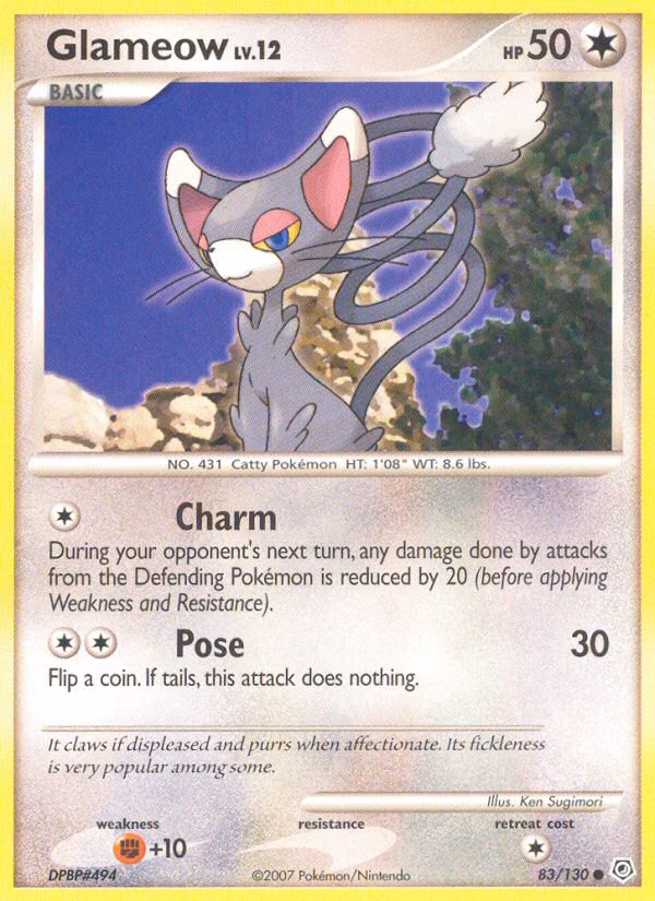 Glameow Pokemon card (83/130, Diamond & Pearl)