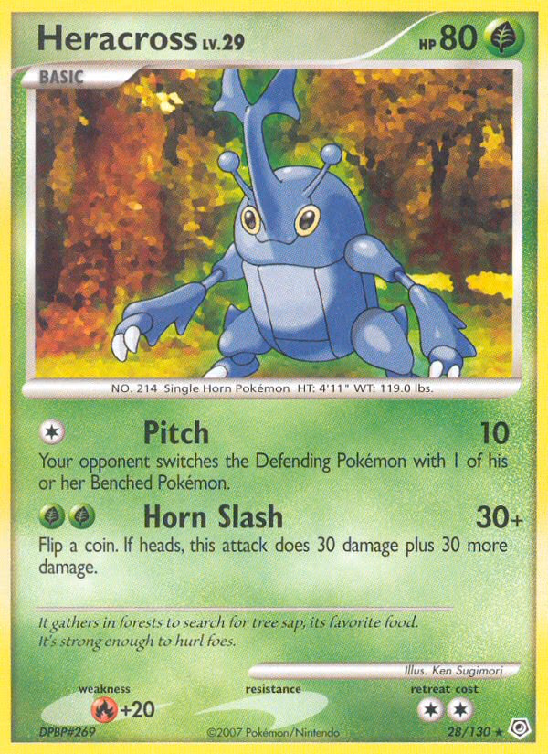 Heracross Pokemon card (28/130, Diamond & Pearl)