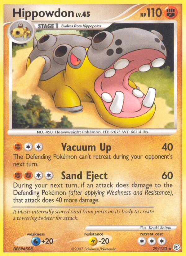 Hippowdon Pokemon card (29/130, Diamond & Pearl)