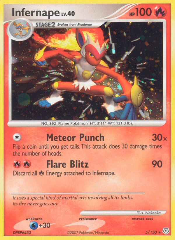 Infernape Pokemon card (5/130, Diamond & Pearl)