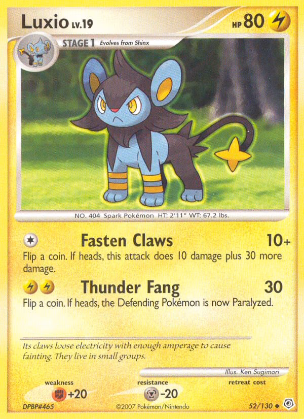 Luxio Pokemon card (52/130, Diamond & Pearl)