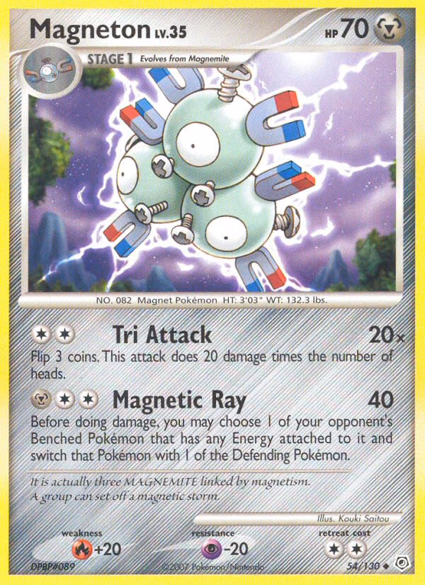 Magneton Pokemon card (54/130, Diamond & Pearl)