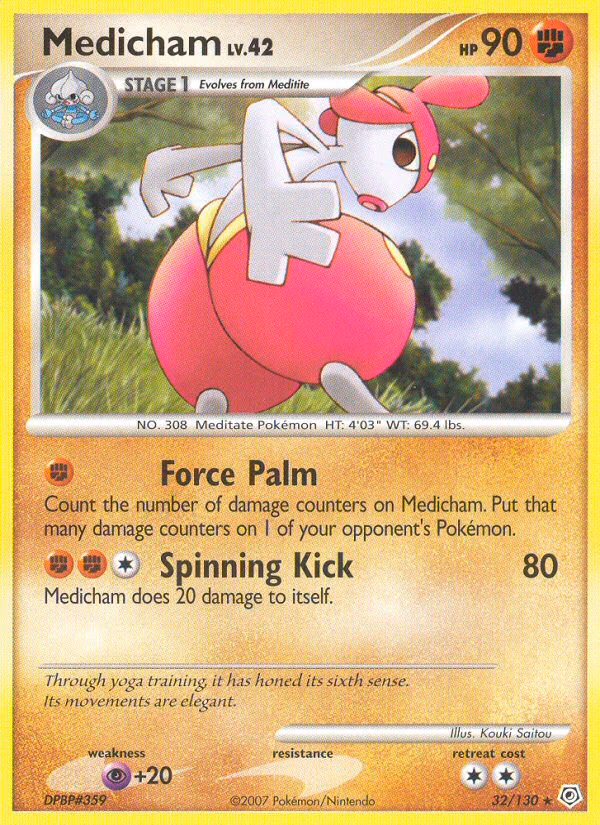 Medicham Pokemon card (32/130, Diamond & Pearl)