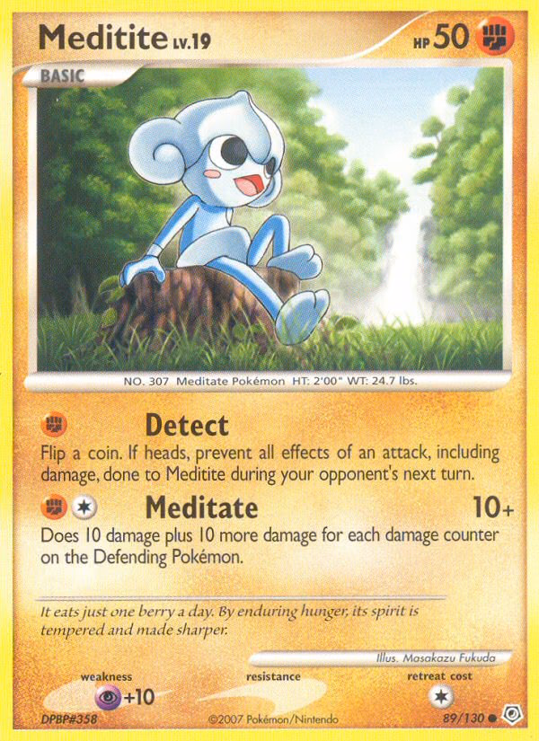 Meditite Pokemon card (89/130, Diamond & Pearl)