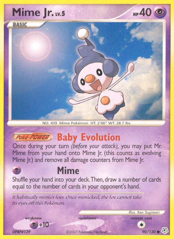 Mime Jr. Pokemon card (90/130, Diamond & Pearl)