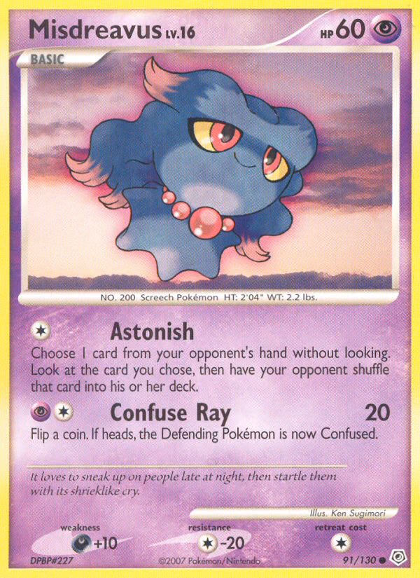 Misdreavus Pokemon card (91/130, Diamond & Pearl)