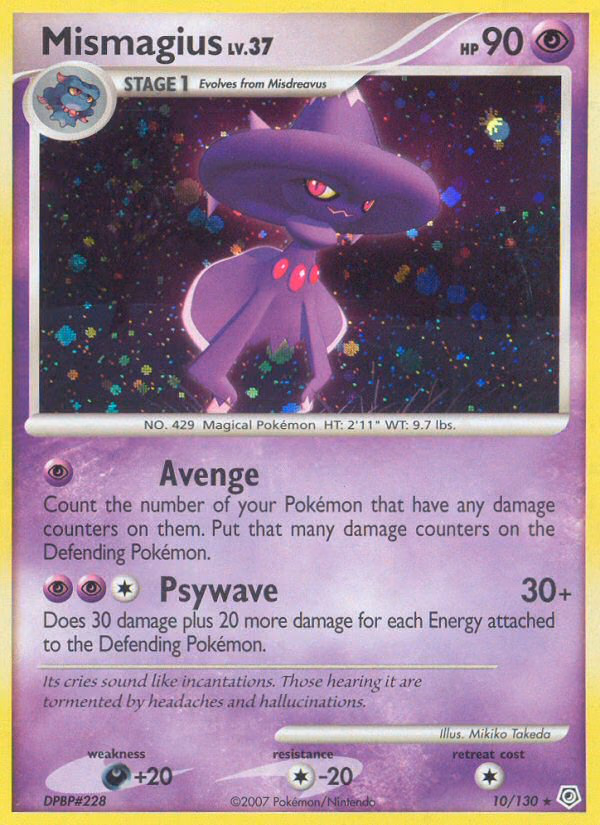 Mismagius Pokemon card (10/130, Diamond & Pearl)