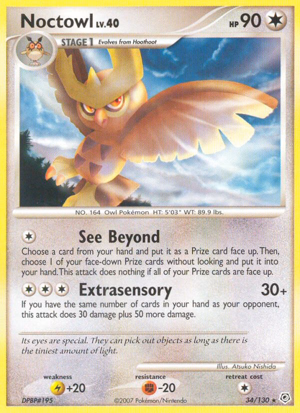 Noctowl Pokemon card (34/130, Diamond & Pearl)