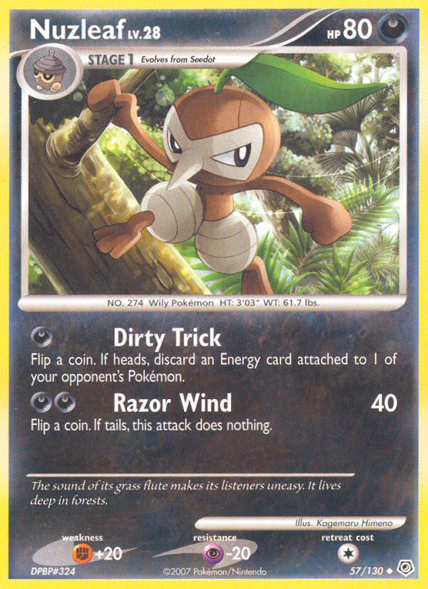 Nuzleaf Pokemon card (57/130, Diamond & Pearl)
