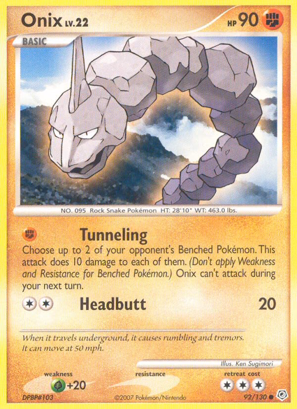 Onix Pokemon card (92/130, Diamond & Pearl)