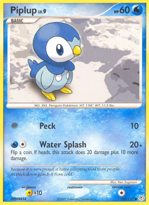 Piplup Pokemon card (93/130, Diamond & Pearl)