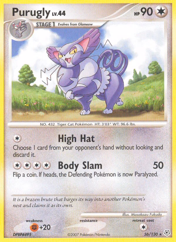 Purugly Pokemon card (36/130, Diamond & Pearl)