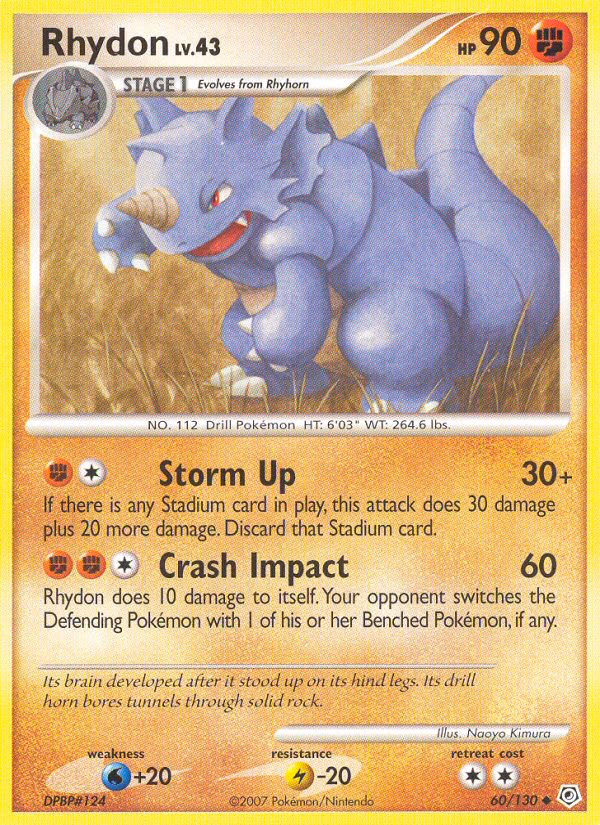 Rhydon Pokemon card (60/130, Diamond & Pearl)