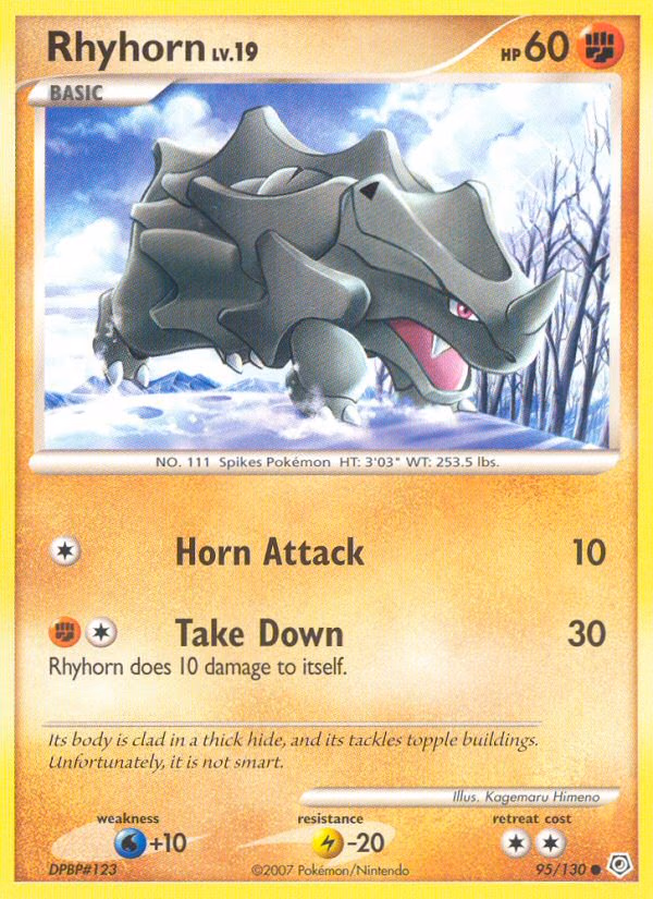 Rhyhorn Pokemon card (95/130, Diamond & Pearl)