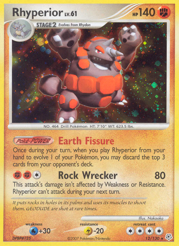 Rhyperior Pokemon card (12/130, Diamond & Pearl)
