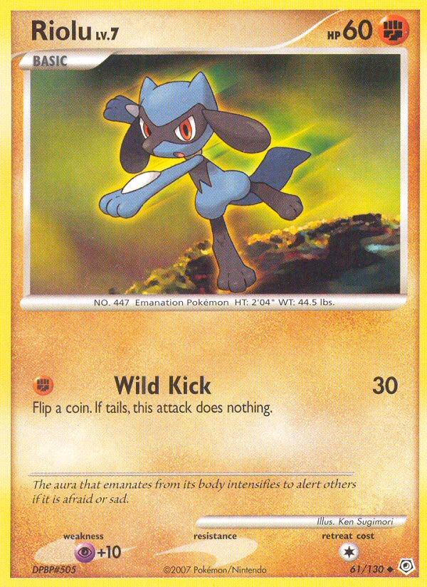 Riolu Pokemon card (61/130, Diamond & Pearl)