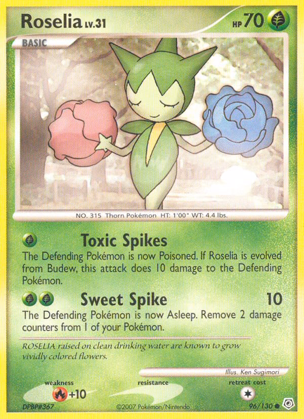 Roselia Pokemon card (96/130, Diamond & Pearl)