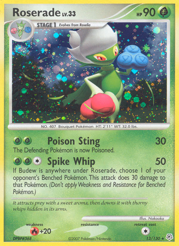 Roserade Pokemon card (13/130, Diamond & Pearl)