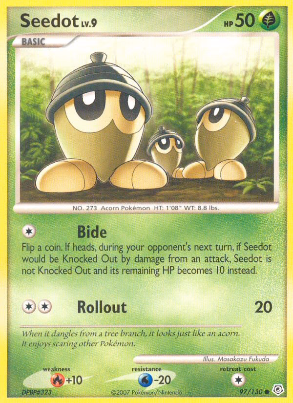 Seedot Pokemon card (97/130, Diamond & Pearl)