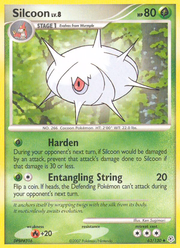 Silcoon Pokemon card (63/130, Diamond & Pearl)