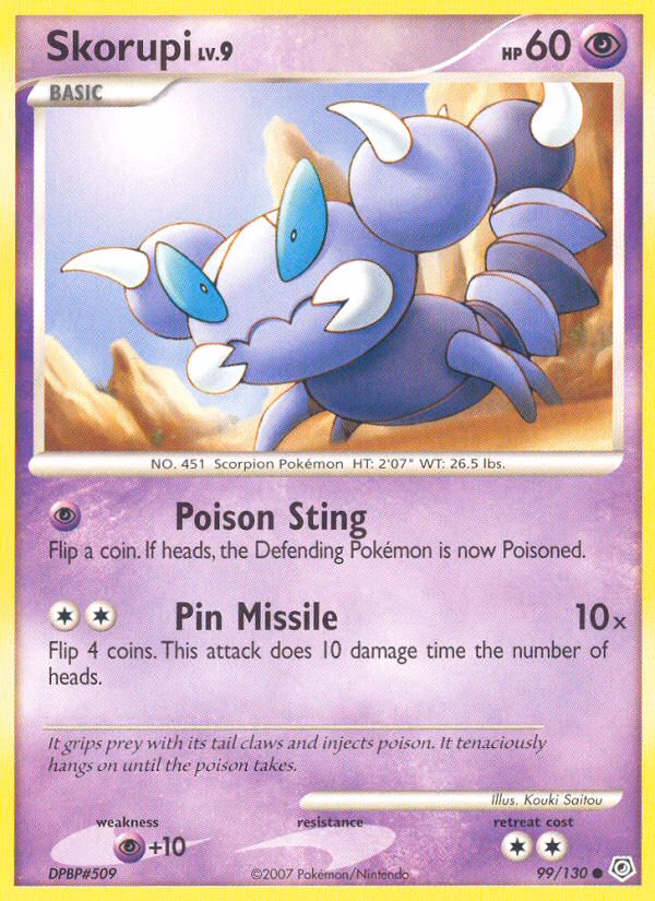Skorupi Pokemon card (99/130, Diamond & Pearl)