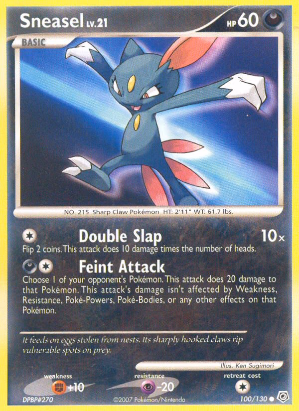Sneasel Pokemon card (100/130, Diamond & Pearl)